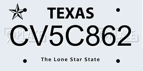 CV5C862 Texas License Plate