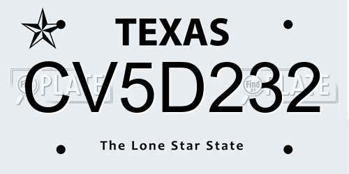 CV5D232 Texas License Plate