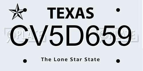 CV5D659 Texas License Plate