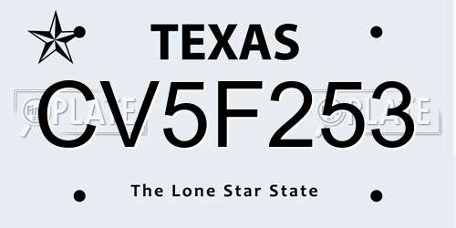 CV5F253 Texas License Plate