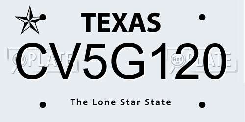 CV5G120 Texas License Plate