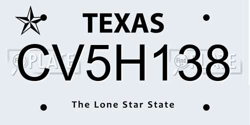 CV5H138 Texas License Plate