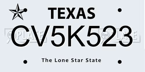 CV5K523 Texas License Plate