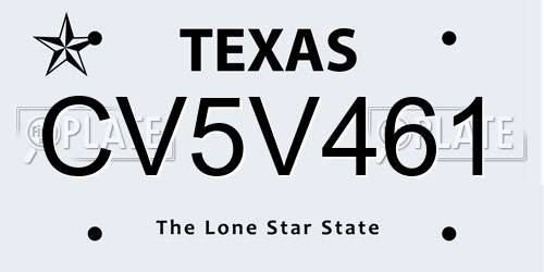 CV5V461 Texas License Plate