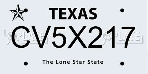 CV5X217 Texas License Plate