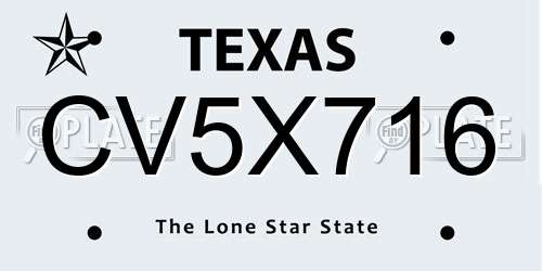 CV5X716 Texas License Plate