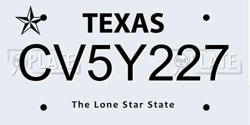 CV5Y227 Texas License Plate