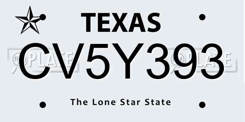 CV5Y393 Texas License Plate