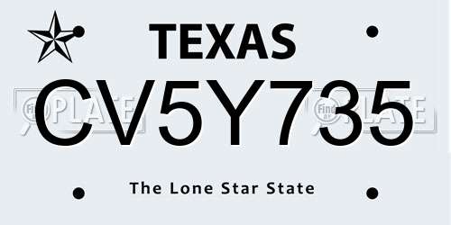 CV5Y735 Texas License Plate