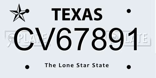 CV67891 Texas License Plate