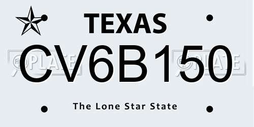 CV6B150 Texas License Plate