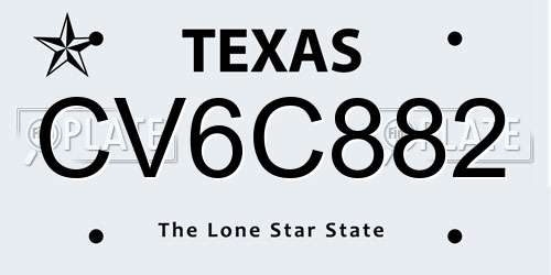 CV6C882 Texas License Plate