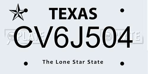 CV6J504 Texas License Plate
