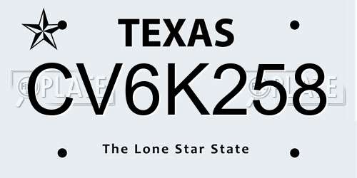 CV6K258 Texas License Plate