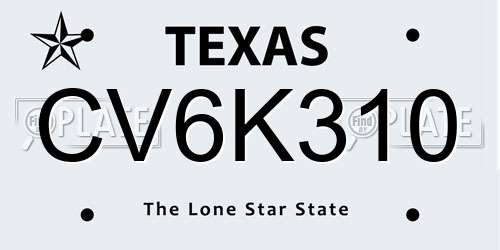 CV6K310 Texas License Plate