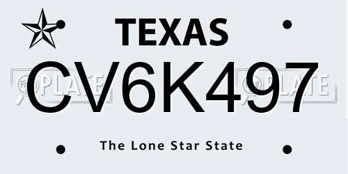CV6K497 Texas License Plate