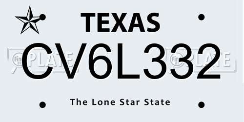 CV6L332 Texas License Plate