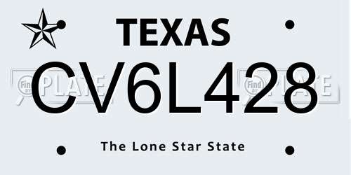 CV6L428 Texas License Plate