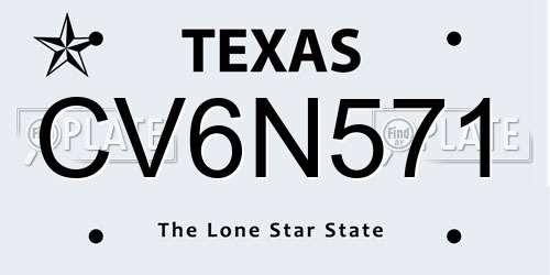 CV6N571 Texas License Plate