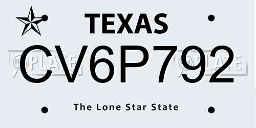 CV6P792 Texas License Plate