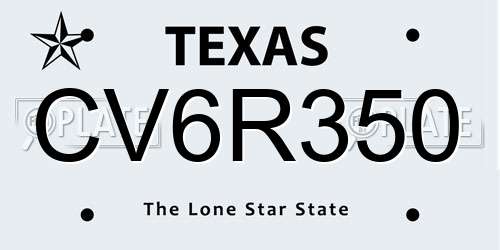 CV6R350 Texas License Plate