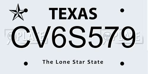 CV6S579 Texas License Plate