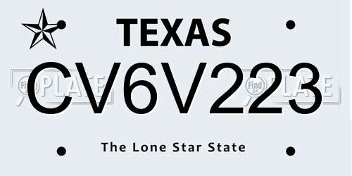 CV6V223 Texas License Plate