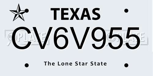 CV6V955 Texas License Plate