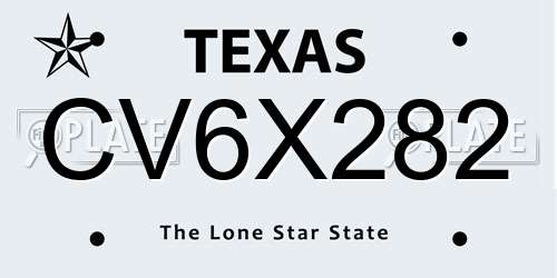 CV6X282 Texas License Plate