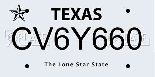 CV6Y660 Texas License Plate