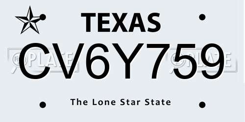 CV6Y759 Texas License Plate