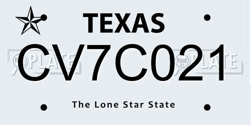 CV7C021 Texas License Plate
