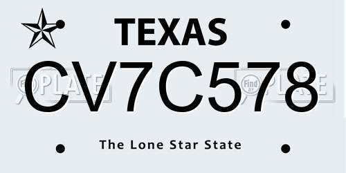 CV7C578 Texas License Plate