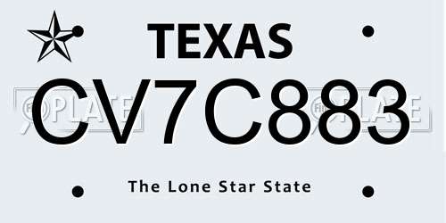 CV7C883 Texas License Plate