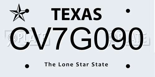 CV7G090 Texas License Plate