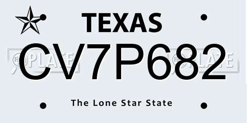 CV7P682 Texas License Plate