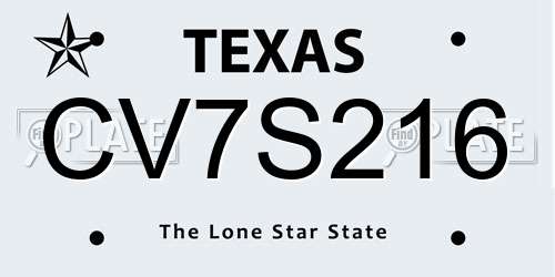 CV7S216 Texas License Plate