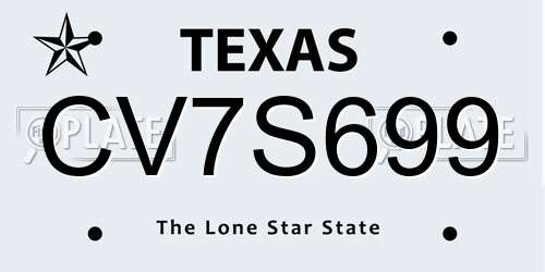 CV7S699 Texas License Plate