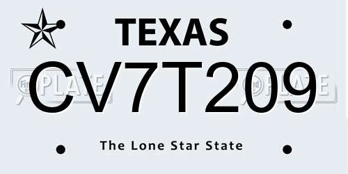 CV7T209 Texas License Plate
