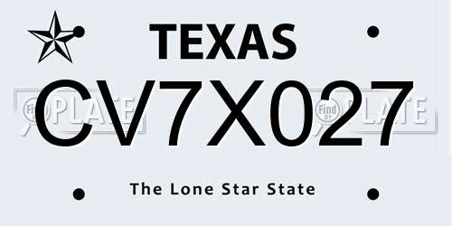 CV7X027 Texas License Plate
