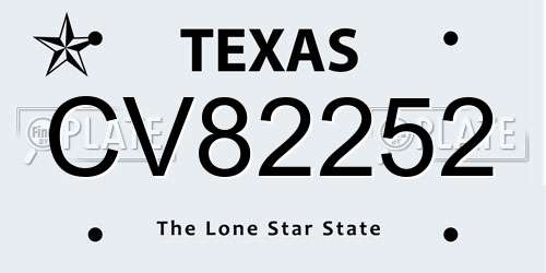 CV82252 Texas License Plate