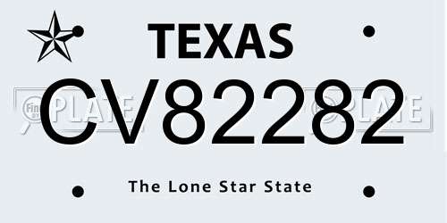 CV82282 Texas License Plate