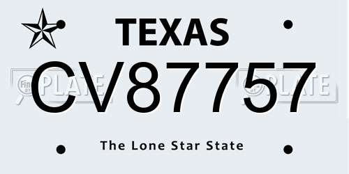 CV87757 Texas License Plate