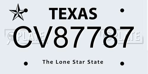 CV87787 Texas License Plate