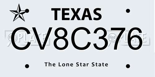 CV8C376 Texas License Plate