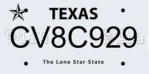 CV8C929 Texas License Plate