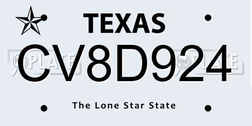 CV8D924 Texas License Plate