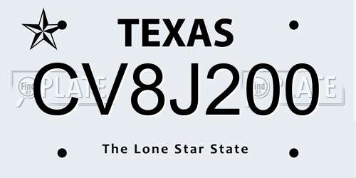 CV8J200 Texas License Plate