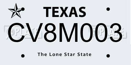 CV8M003 Texas License Plate