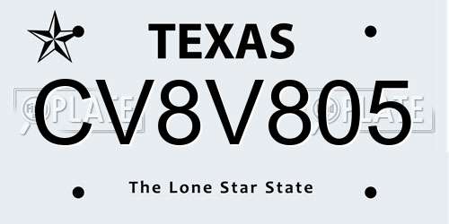 CV8V805 Texas License Plate